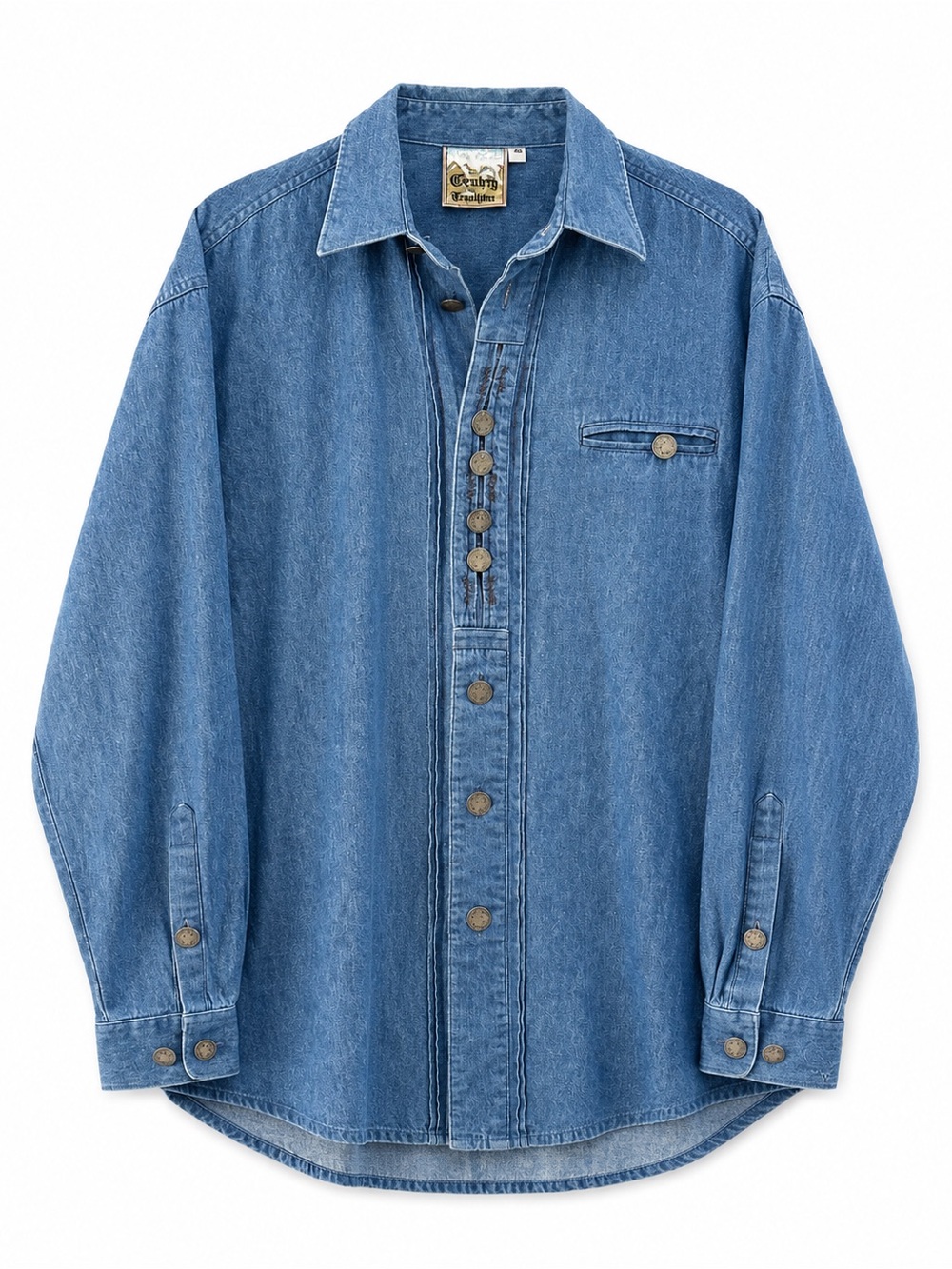 Vintage Grubby Traditions Denim Oversized Boho Western Button-Front Shirt - Picture 1 of 1